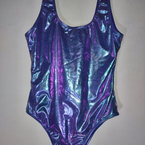 NEW SHEKINI Women's Metallic Bathing Suit Backless One Piece Swinsuit (M)